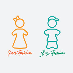 Girl and Boy Silhouette Fashion Collection Icons
