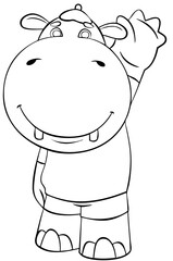 Hippo. Element for coloring page. Cartoon style.