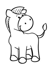 Horse. Element for coloring page. Cartoon style.
