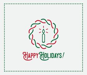 Merry Christmas Minimalistic Poster Card Wreath Candle Simple