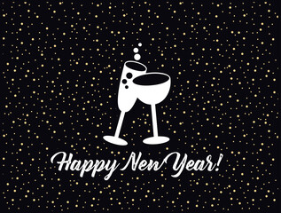 Fototapeta na wymiar Happy New Year Starry Poster Cheers Vector