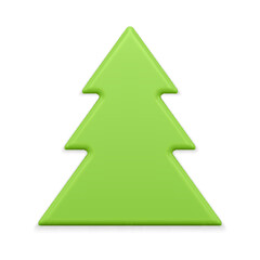 Realistic slim green Christmas tree triangle angled small statuette 3d template vector illustration