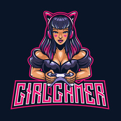Girl Gamer Mascot Cartoon Logo
