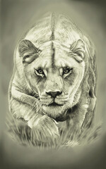 Lioness stealth digital painting