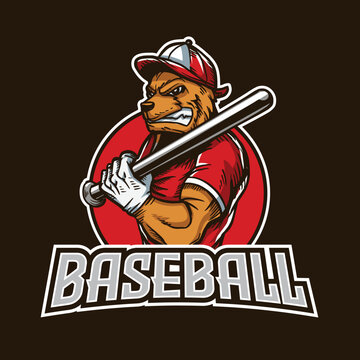 Dog Baseball Mascot Logo Illustration