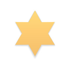 Realistic golden matte six pointed asterisk with shadow insignia award religious design vector