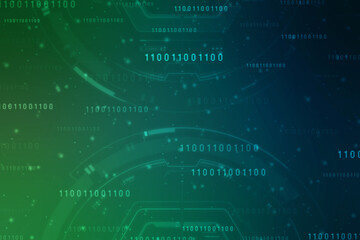 Binary Code Background, Digital Abstract technology background, flowing number one and zero text in binary code format in technology background. Internet Big data Concept