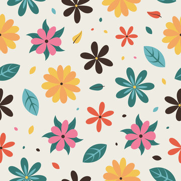 seamless pattern of cute flowers  vector illustration