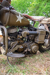 Fototapeta na wymiar Moteur de moto américaine de la seconde guerre mondiale
