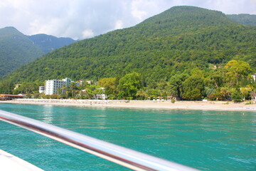 view from the boat on the Black Sea coast of the city of Gagra