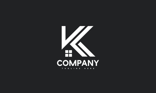 minimal real estate house letter K logo template