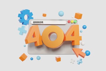 3D Page not found metaphor, page Error 404 Creative landing page design template - 3D illustration