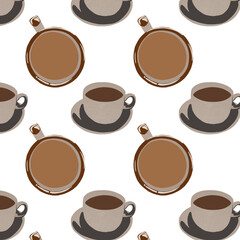Cup of coffee pattern isolated on white background.