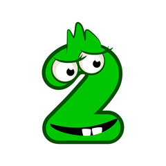 Cartoon Character Number Two Monster, numerical 2