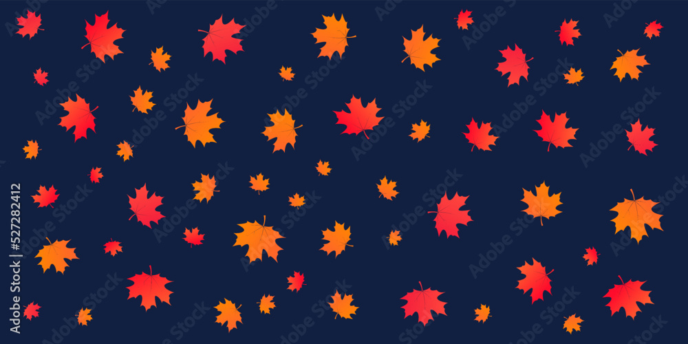 Poster retro style texture of many colorful fallen maple leaves of various sizes - pattern background desig