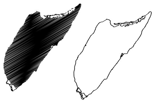 Cozumel island (United Mexican States, Mexico, Cenrtal America, Caribbean islands) map vector illustration, scribble sketch Cozumel map