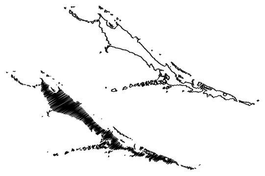 Exuma island (Commonwealth of The Bahamas, Cenrtal America, Caribbean islands) map vector illustration, scribble sketch Great Exuma map
