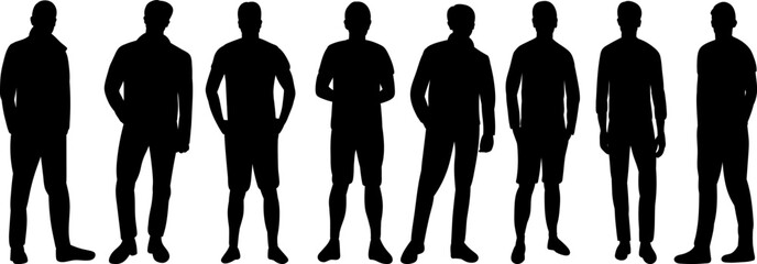 men, guys silhouette isolated, vector