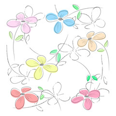 Light summer elegant modern background with flowers. Vector illustration.