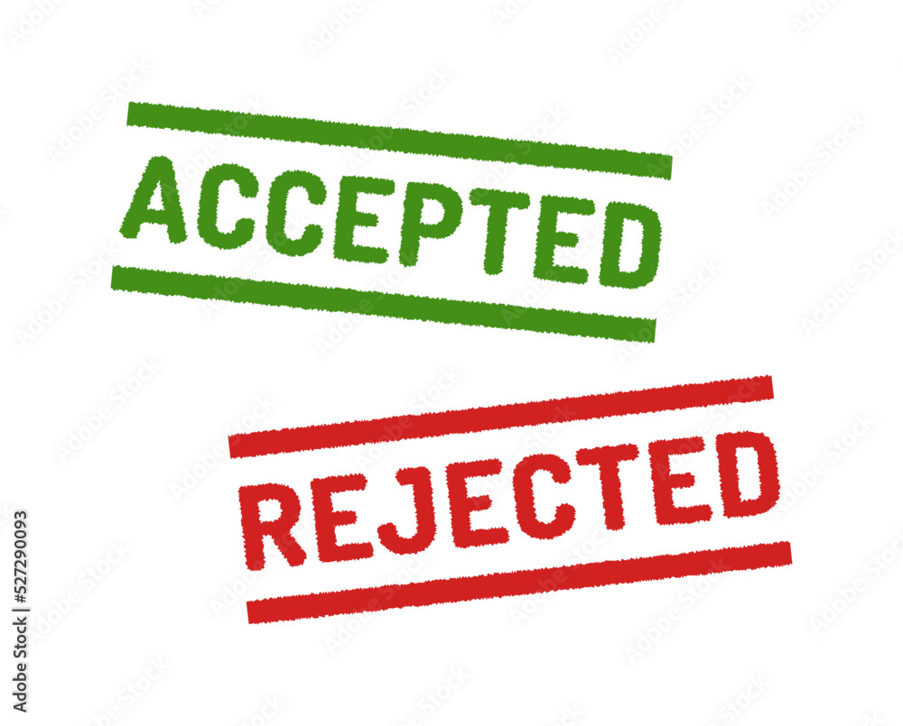 Fototapete Accepted and rejected stamp icon. Aproved and not approved rubber stamp outline symbol. Accepted and not accepted underline and strikethrough text message. Vector stock.
