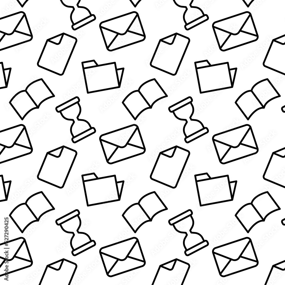 Poster education pattern theme editable monochrome seamless vector pattern with modern style