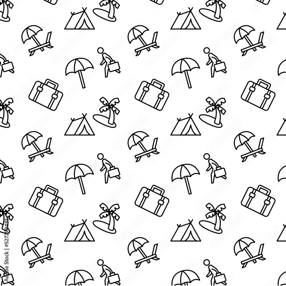 Poster travel pattern theme editable monochrome seamless vector pattern with modern style