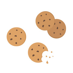 cookies with chocolate pieces on a white background