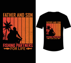 Father and son fishing partners for life vintage t-shirt design