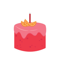 pink cake with a candle