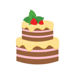two-tier cake with cream and strawberries