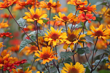 Heliopsis helianthoides 'Bleeding Hearts' in flower.