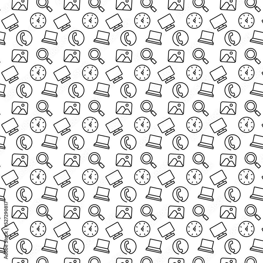Poster technology pattern theme editable monochrome seamless vector pattern with modern style