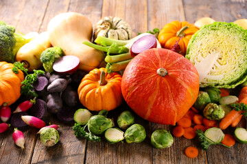 assorted of winter vegetable ( pumpkin, gourd, cauliflower, broccoli, carrot)