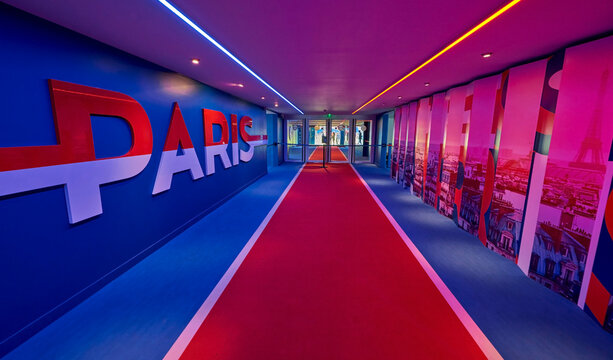 Players' tunnel at Parc des Princes arena, Paris