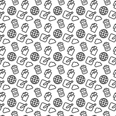 website icons editable monochrome seamless 
vector pattern with modern style