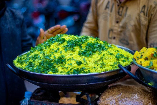 Indian national food poha made from rice.