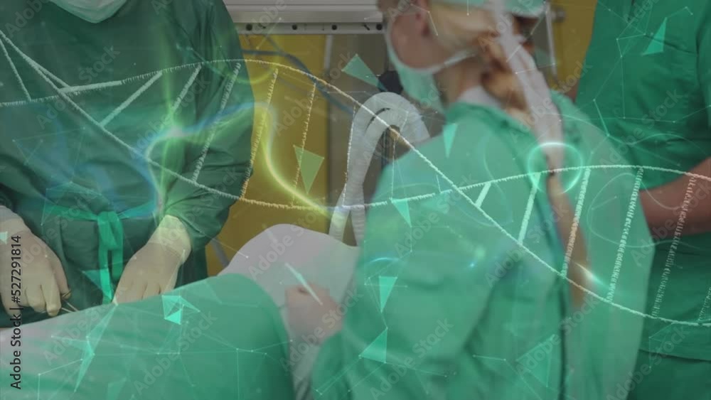 Poster animation of moving lines over surgeons in operating theater