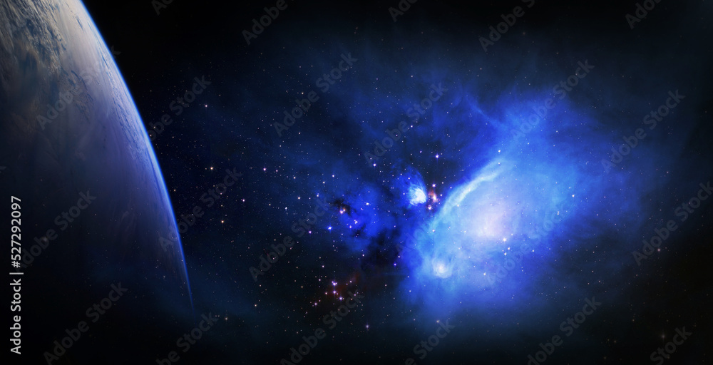 Wall mural space and glowing nebula background. elements of this image furnished by nasa.