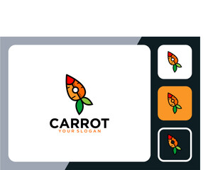 carrot logo design with rocket and flying