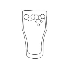 Beer glass. Hand drawn line cartoon illustration. Romantic alcoholic drink. Doodle outline art graphic design. Beverage for restaurants, cafes and pubs. Freehand drawing style