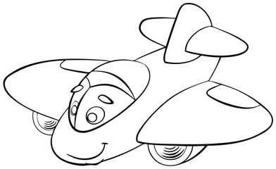 Jet aircraft. Element for coloring page. Cartoon style.