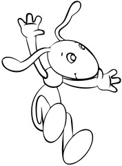 Jumping ant. Element for coloring page. Cartoon style.