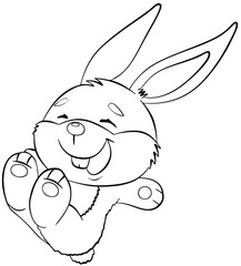 Jumping bunny. Element for coloring page. Cartoon style.