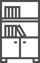 Bookcase line icon. Wooden book shelves furniture