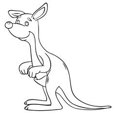 Kangaroo. Element for coloring page. Cartoon style.