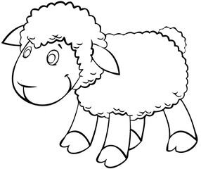 Lamb. Element for coloring page. Cartoon style.