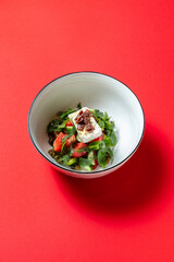 Salad with sun-dried tomatoes and feta