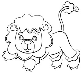 Lion toy. Element for coloring page. Cartoon style.