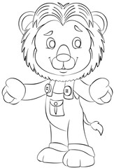 Lion. Element for coloring page. Cartoon style.
