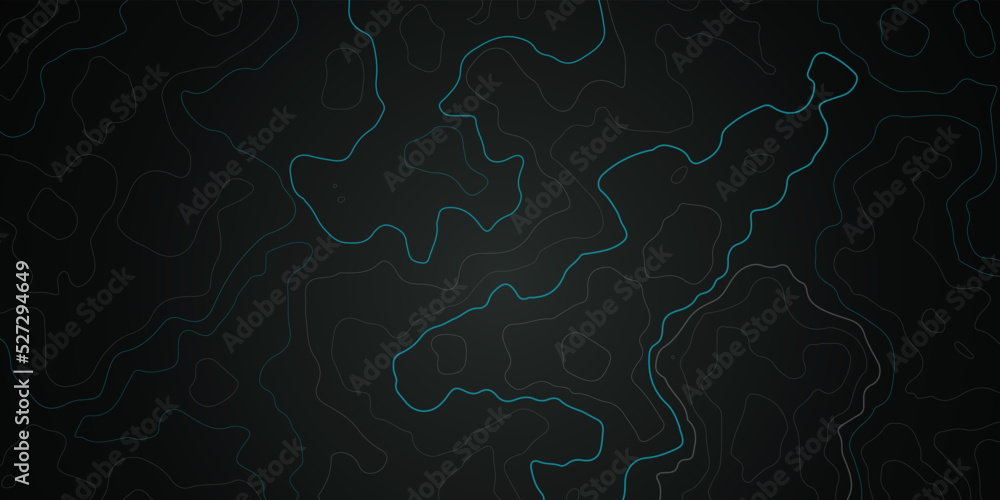 Poster top view of the mountain range vector detailed topographic contour map abstract deep blue background